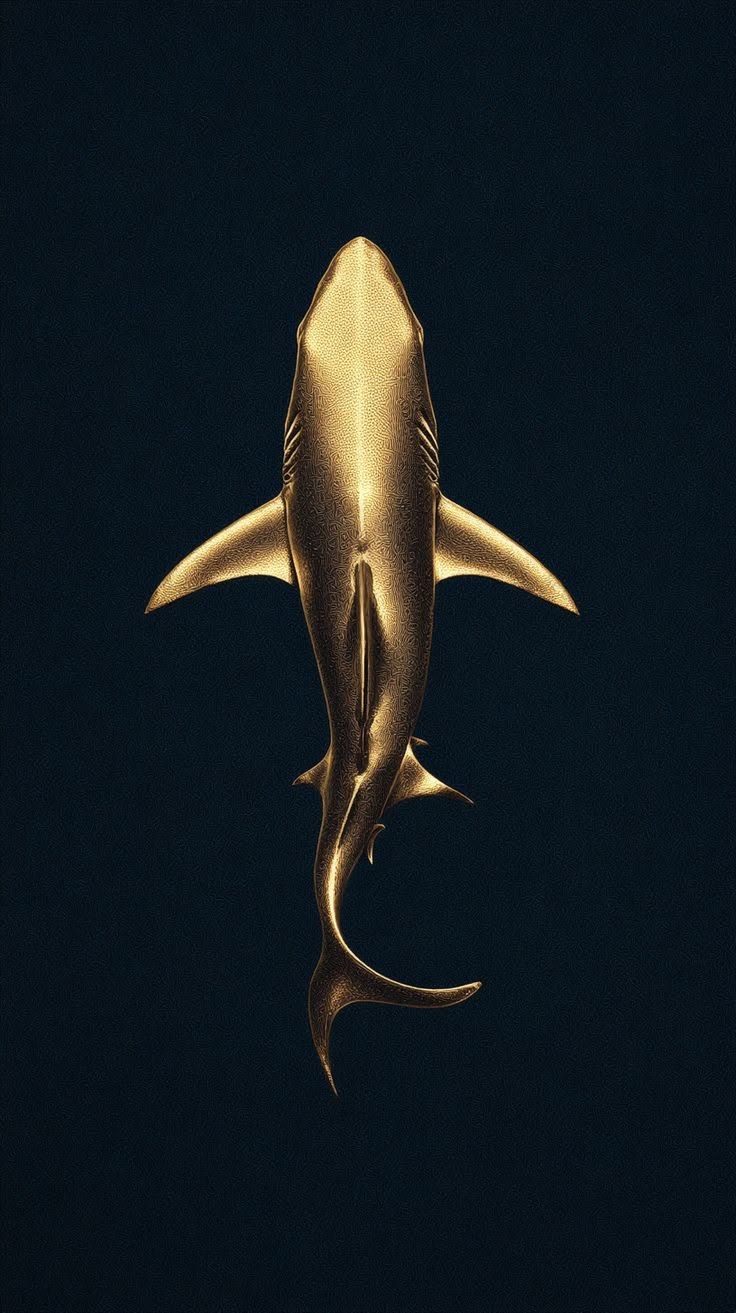 Gold shark on a dark background